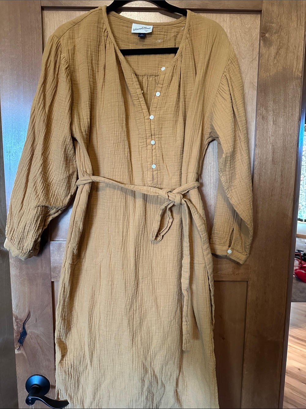 Universal Thread Mustard Button-Tie-Waist Dress. Midi Length. Only worn once.